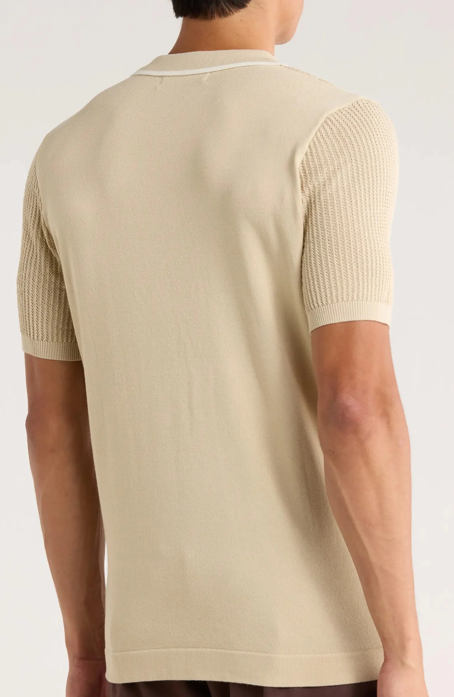 TRNS-540 Tipped Open Knit Short Sleeve Polo Sweater - Image 5