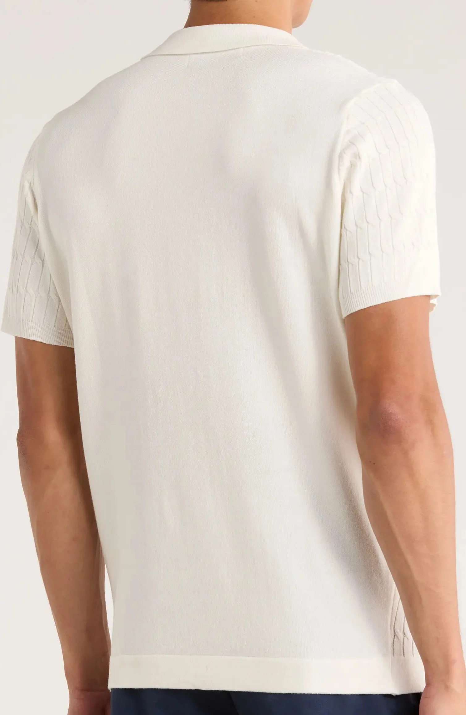 TRNS-543 Cable Knit Short Sleeve Half Zip Sweater - Image 5