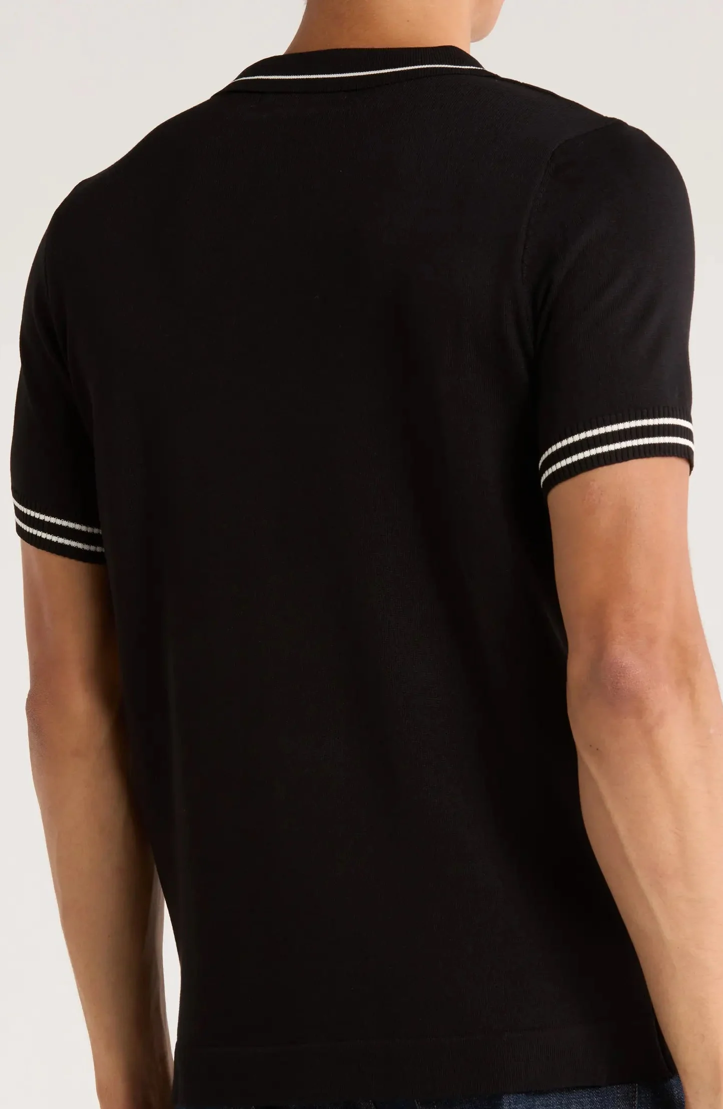 TRNS-547 Tipped Diamond Knit Short Sleeve Sweater - Image 4