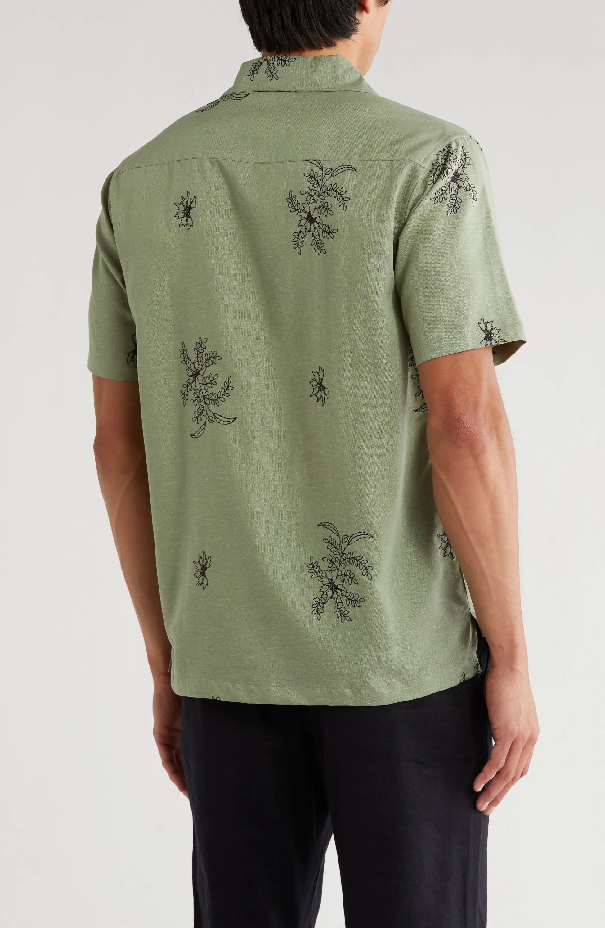 TRS-7002 Floral Embroidered Camp Shirt - Image 3