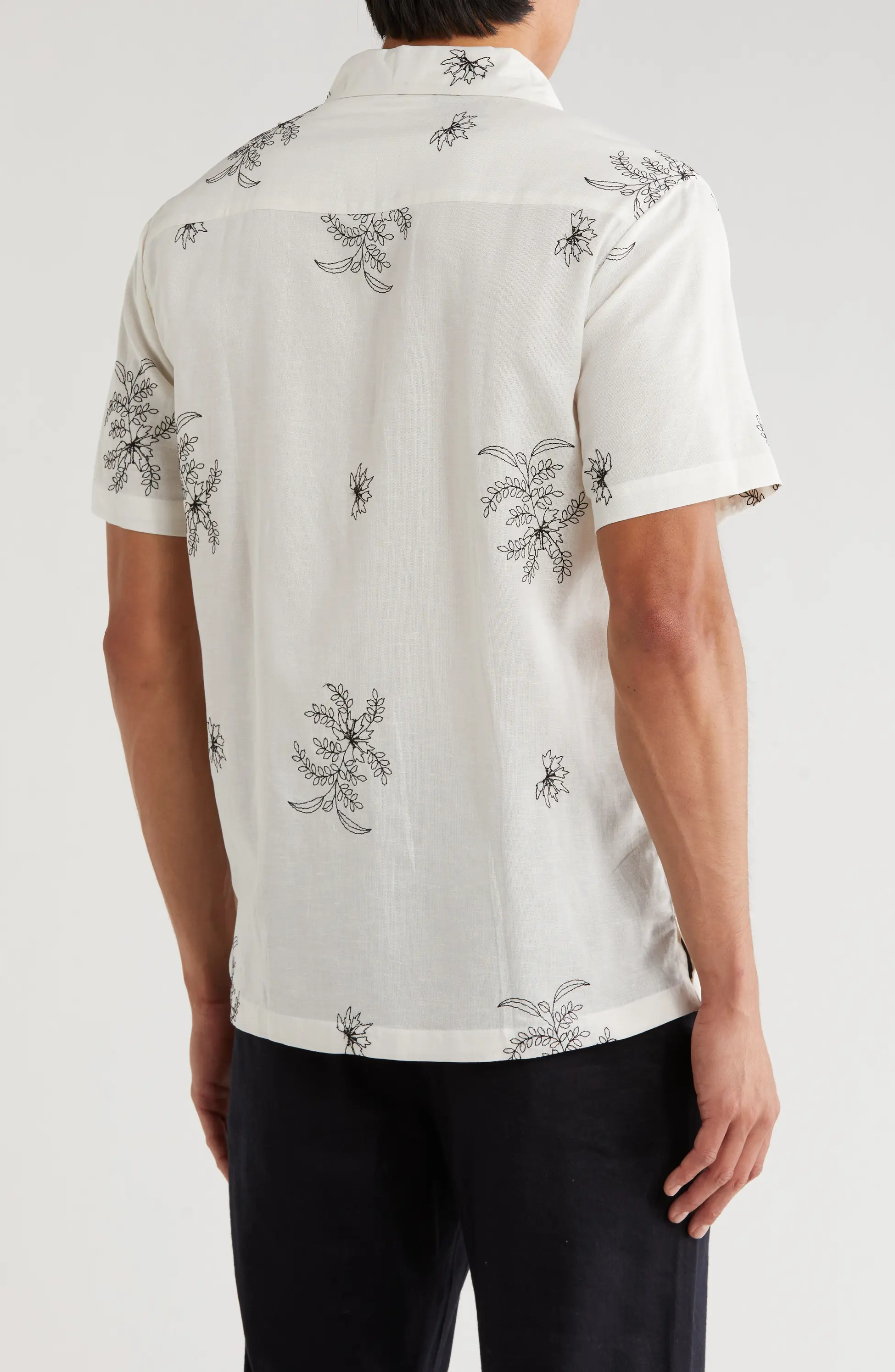 TRS-7002 Floral Embroidered Camp Shirt - Image 4
