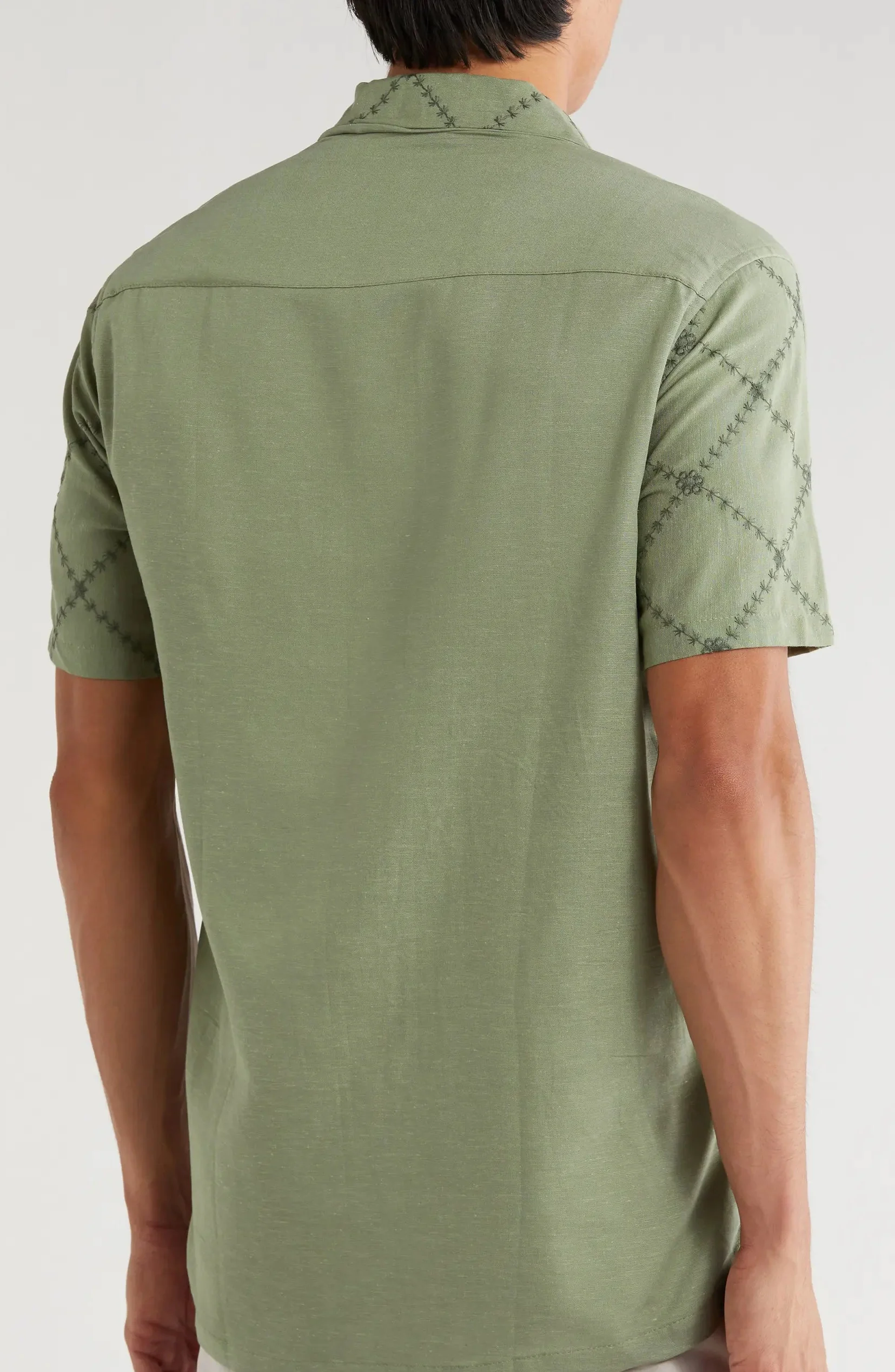 TRS-7005 Floral Diamond Embroidered Camp Shirt - Image 3