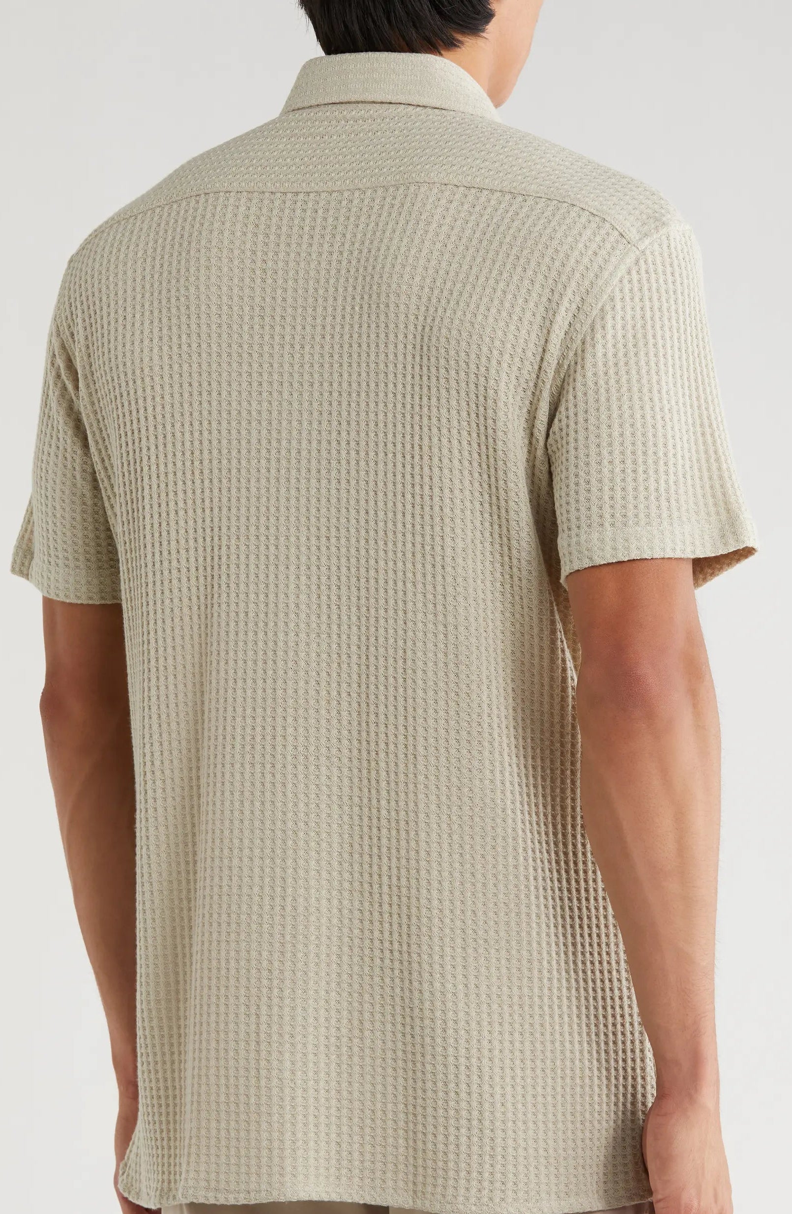 TRSH-213 Waffle Knit Short Sleeve Button-Up Shirt - Image 3