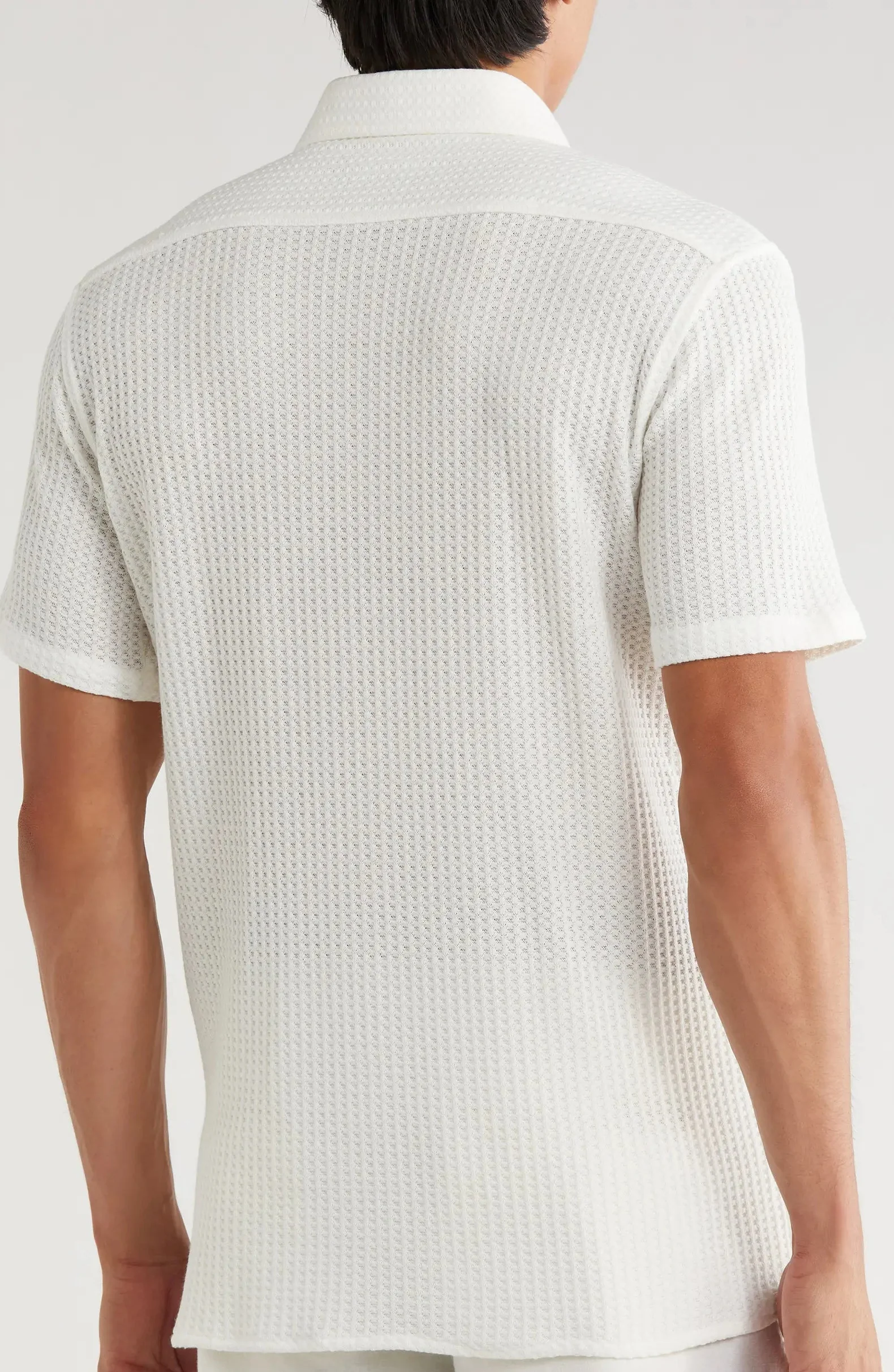 TRSH-213 Waffle Knit Short Sleeve Button-Up Shirt - Image 4