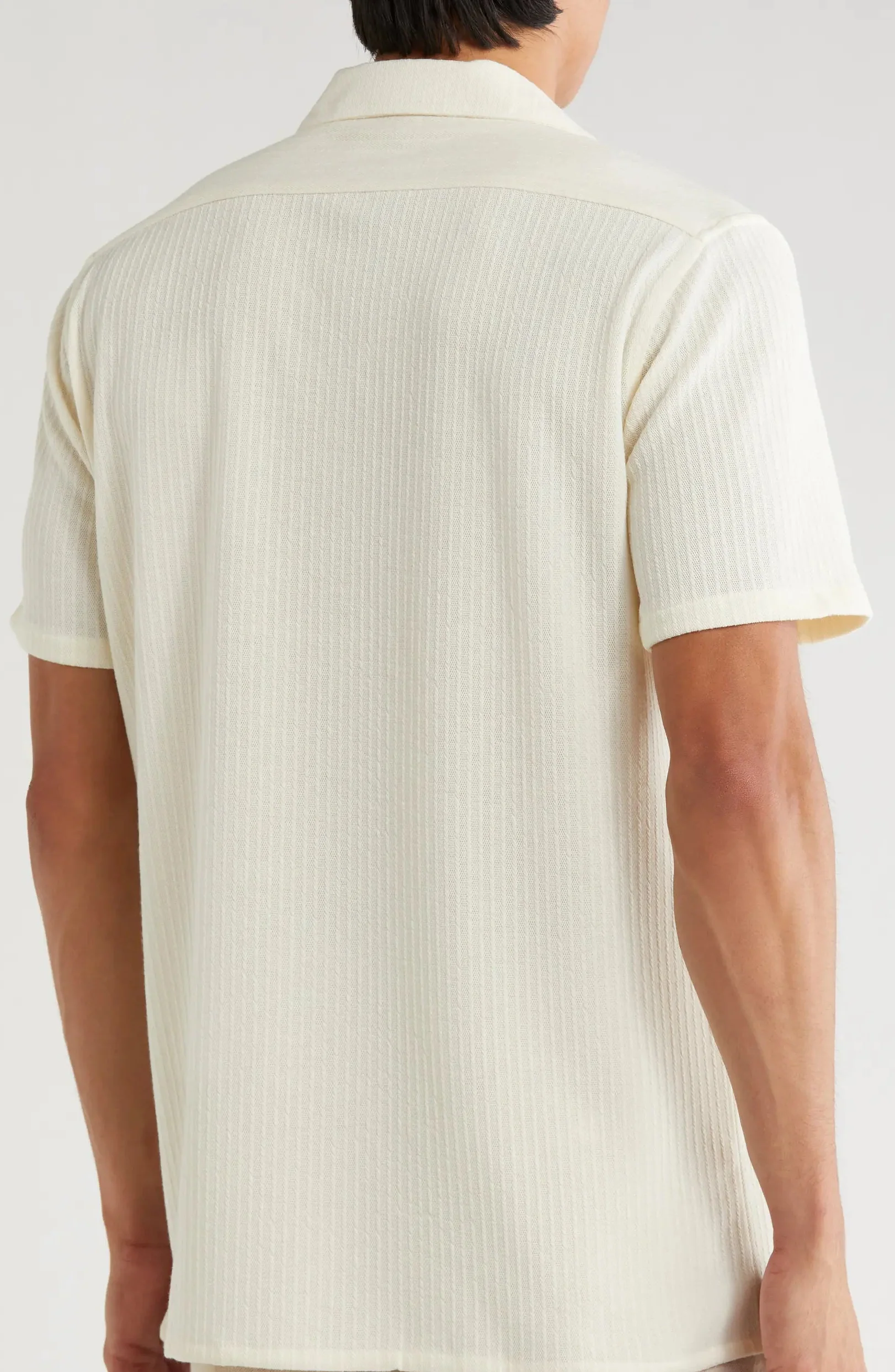 TRSH-214 Stripe Textured Short Sleeve Camp Shirt - Image 5