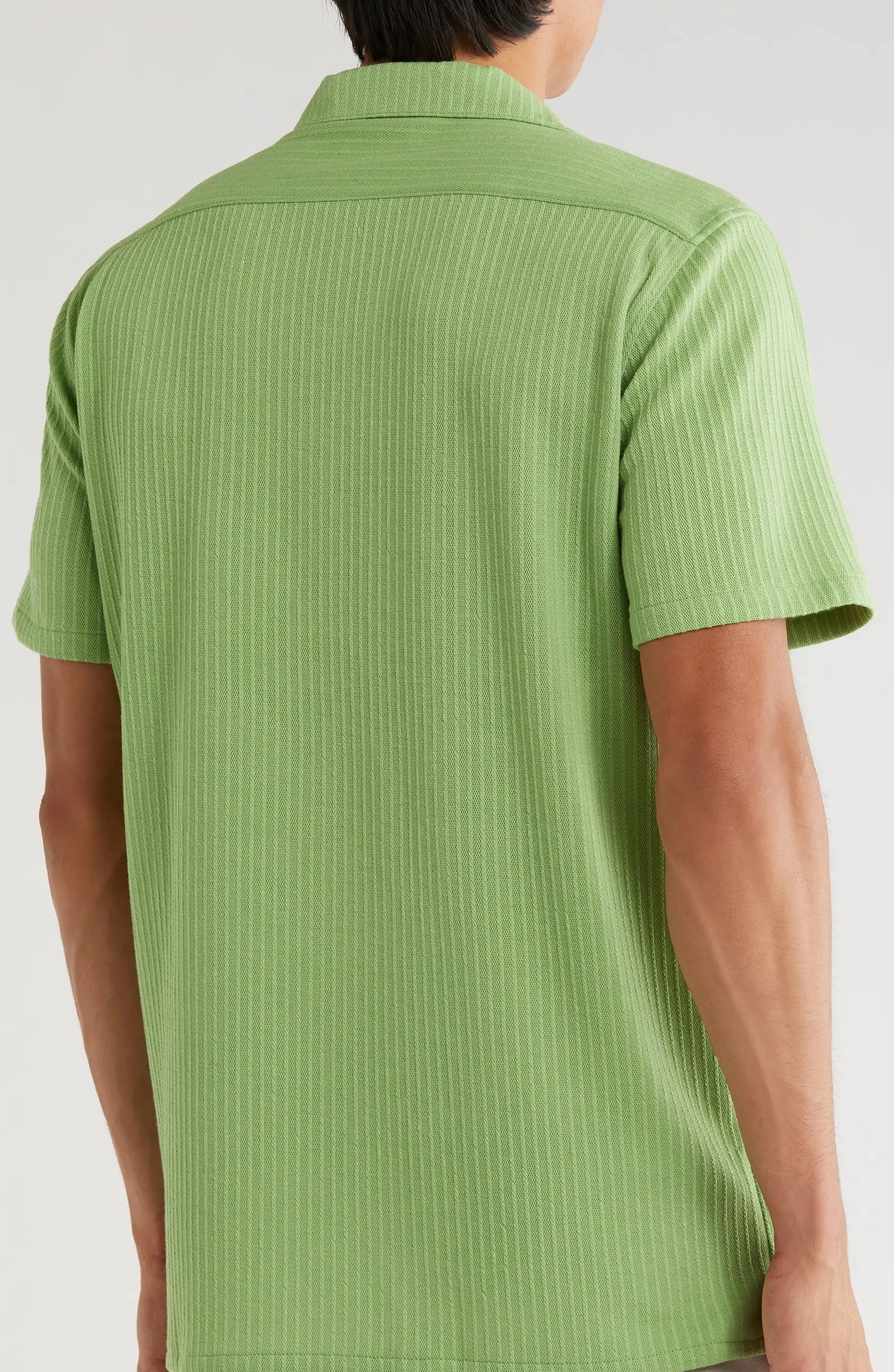 TRSH-214 Stripe Textured Short Sleeve Camp Shirt - Image 6