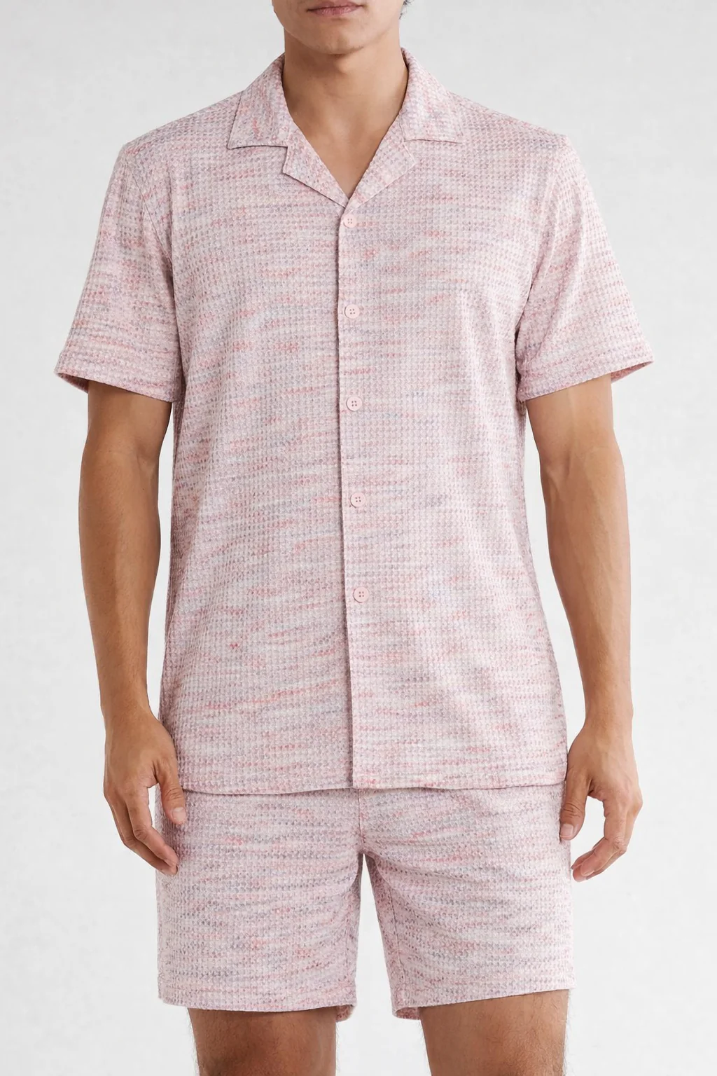 TRSH-215 Mélange Short Sleeve Button-Up Shirt - Image 3