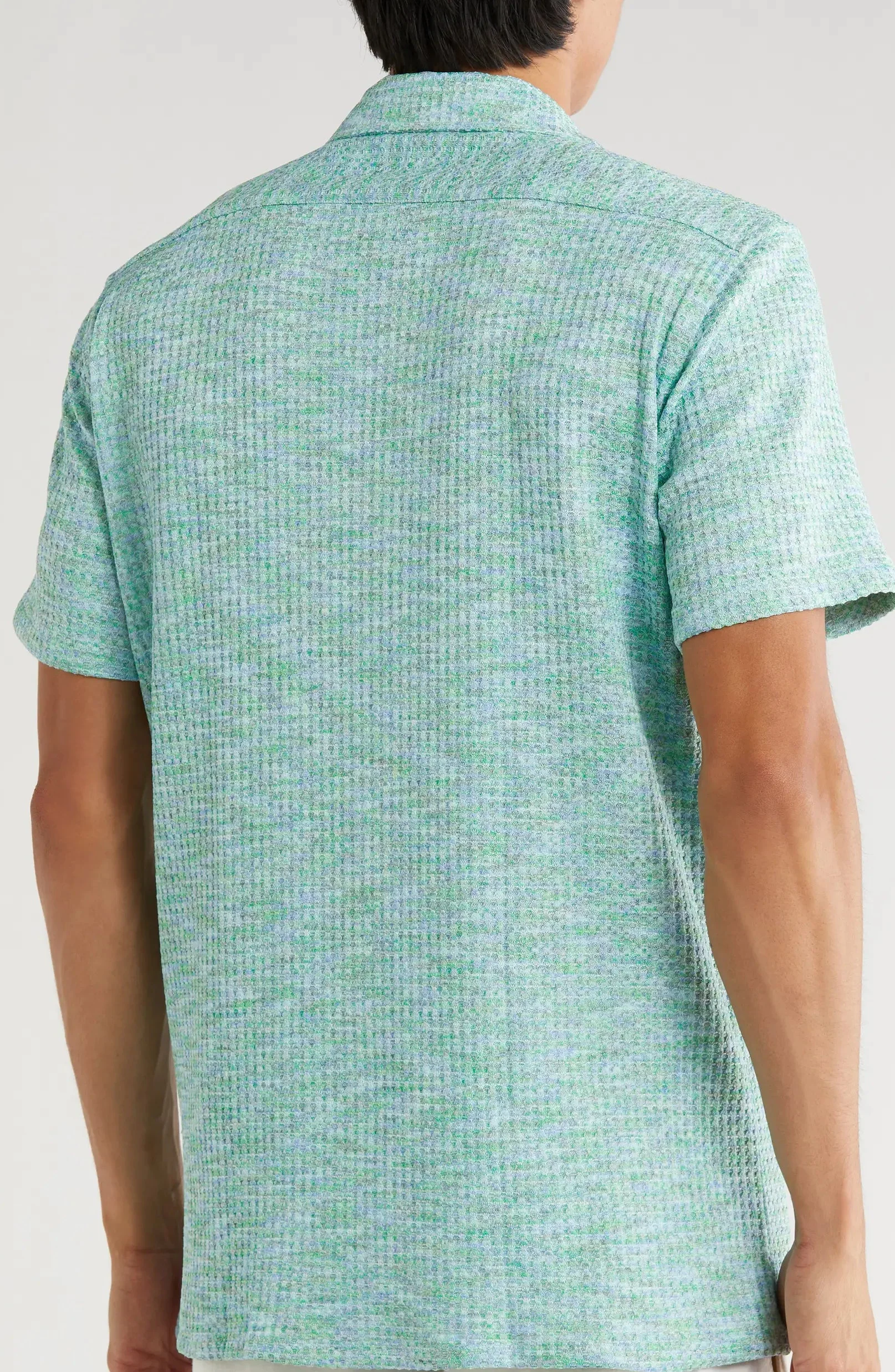 TRSH-215 Mélange Short Sleeve Button-Up Shirt - Image 8