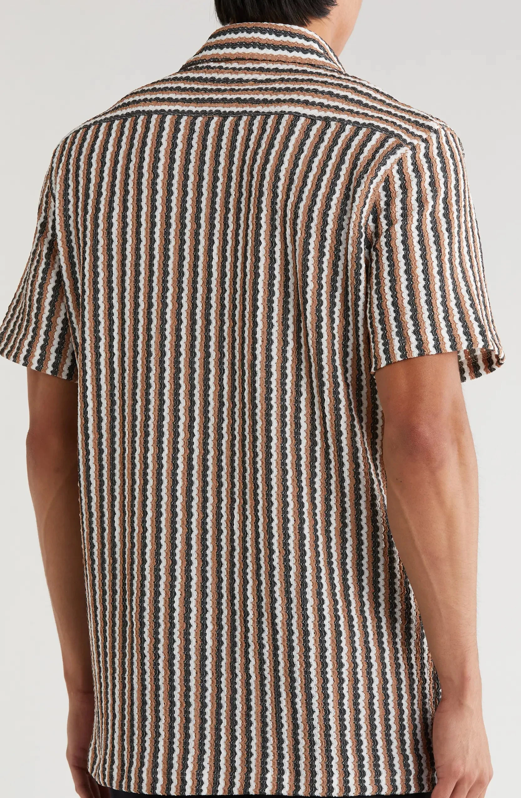 TRSH-217 Stripe Knit Short Sleeve Button-Up Shirt - Image 4