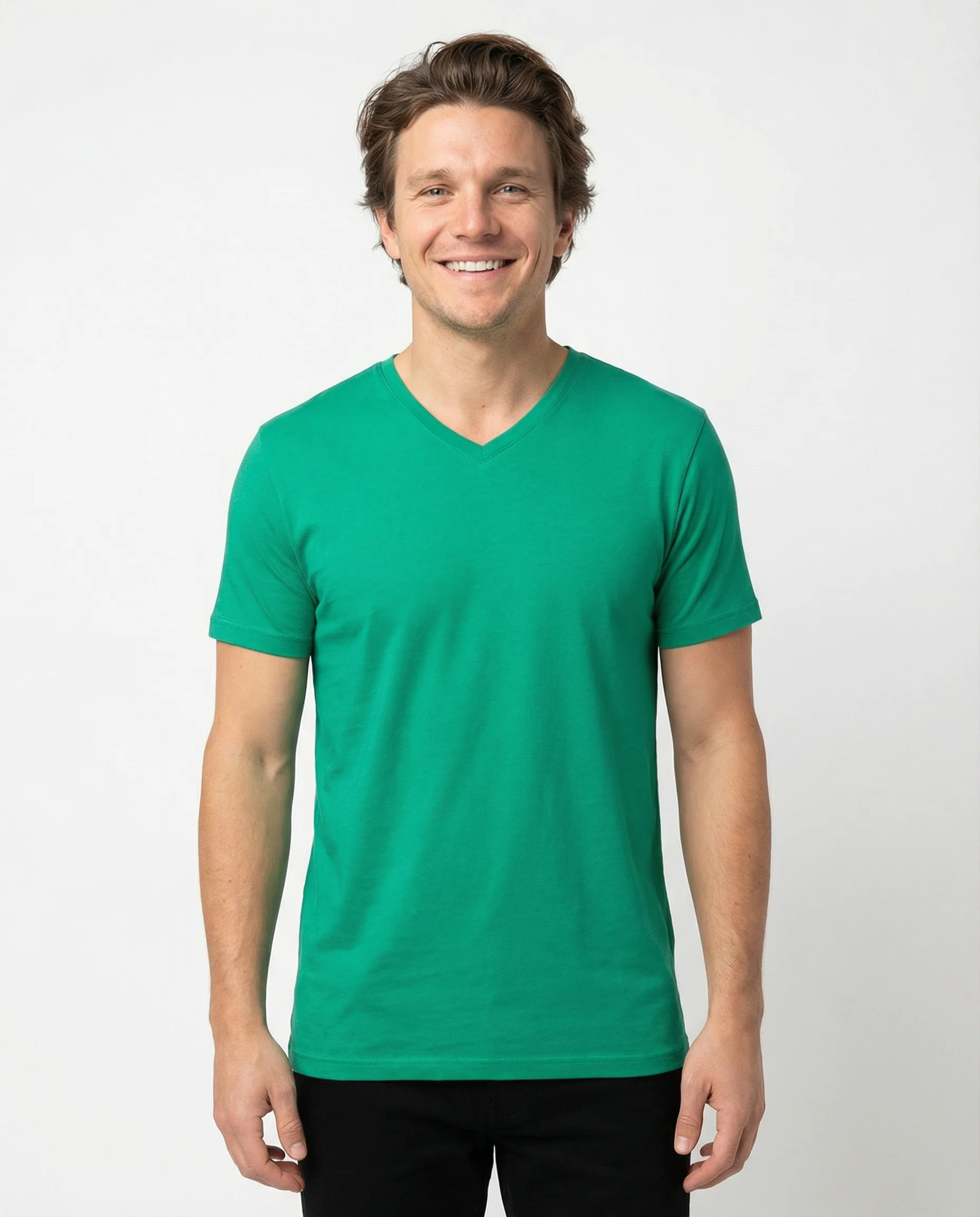 V-Neck Men's Solid T-Shirt - Image 13