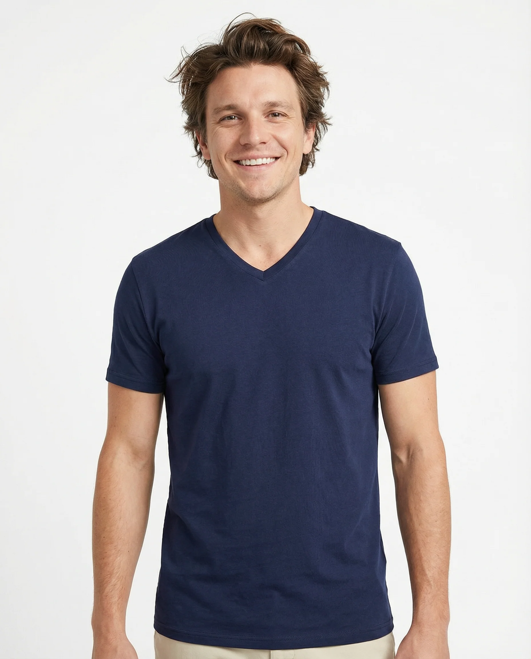 V-Neck Men's Solid T-Shirt - Image 4